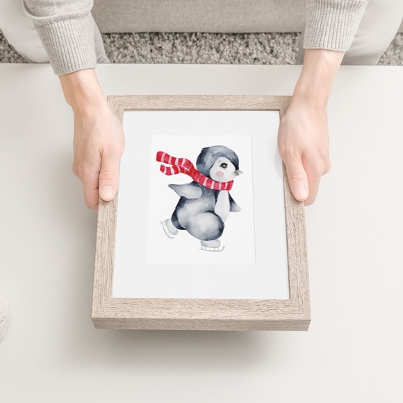 Wall Art Watercolor Christmas Penguin Illustration Print Poster Card Unframed - Picture 6 of 6
